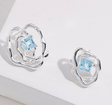 Liquid Collection Sterling Silver Topaz Asymmetric Earrings