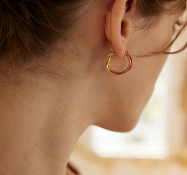 Crimson Glow Hoop Earrings