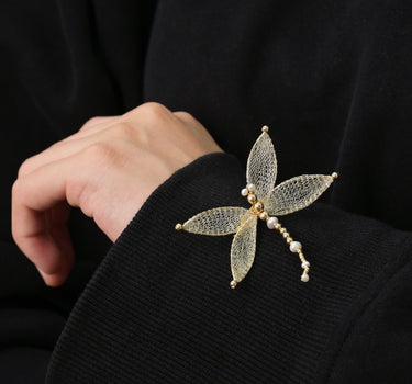 Enchanted Silk Dragonfly Brooch